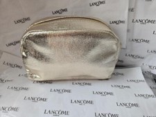 LANCOME PARIS COSMETIC MAKE-UP CASE ORGANIZER BAG with pocket GOLD Fabric NEW