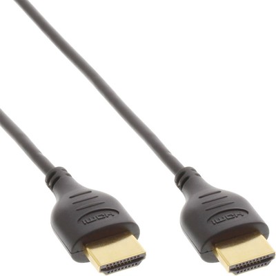 InLine HDMI Mini Superslim Kabel A an A High Speed Ethernet schwarz/gold 1m