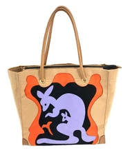 Michael Simon Kangaroo Tote Bag Colorful Felt Carryall Designer Artsy Purse Rare