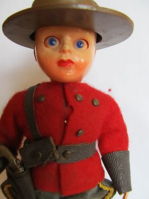 VINTAGE all PLASTIC ROGARK WALES DOLL CANADIAN ROYAL MOUNTY OUTFIT 6''