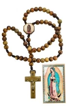 10mm Wood Guadalupe Rosary Comes Boxed