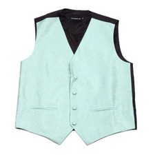 Men's Aqua Paisley Tuxedo Vest Formals Weddings Proms Fashion Waistcoat