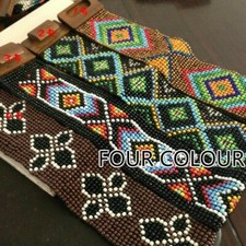 Damen Elastischer Breiter Gürtel Boho Ethnischen Bund Wulstig Holz Schnalle für
