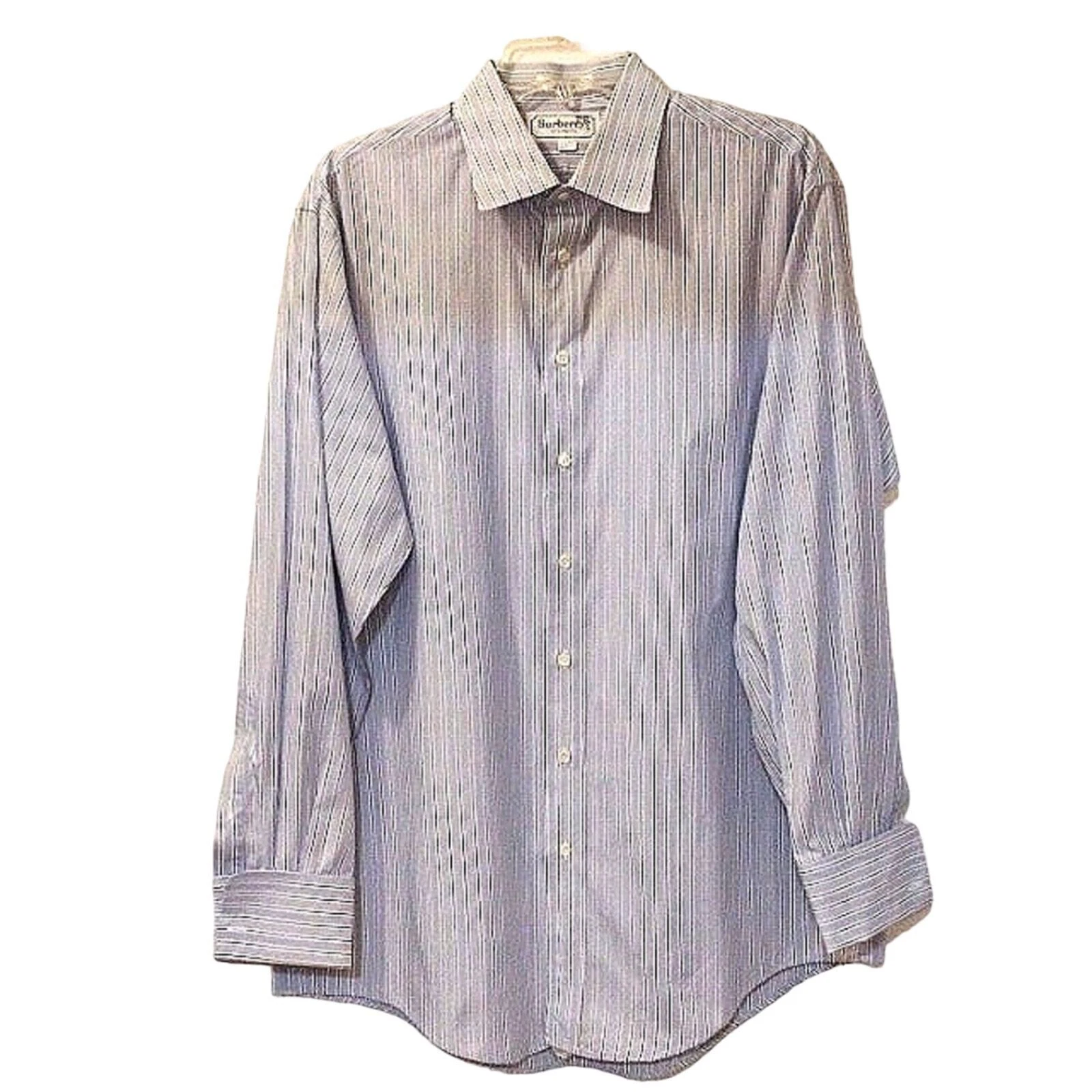 Camicia elegante Burberry tg 16 5 Lt BLU a righe manica lunga POLSINI COTONE IMPORTATO