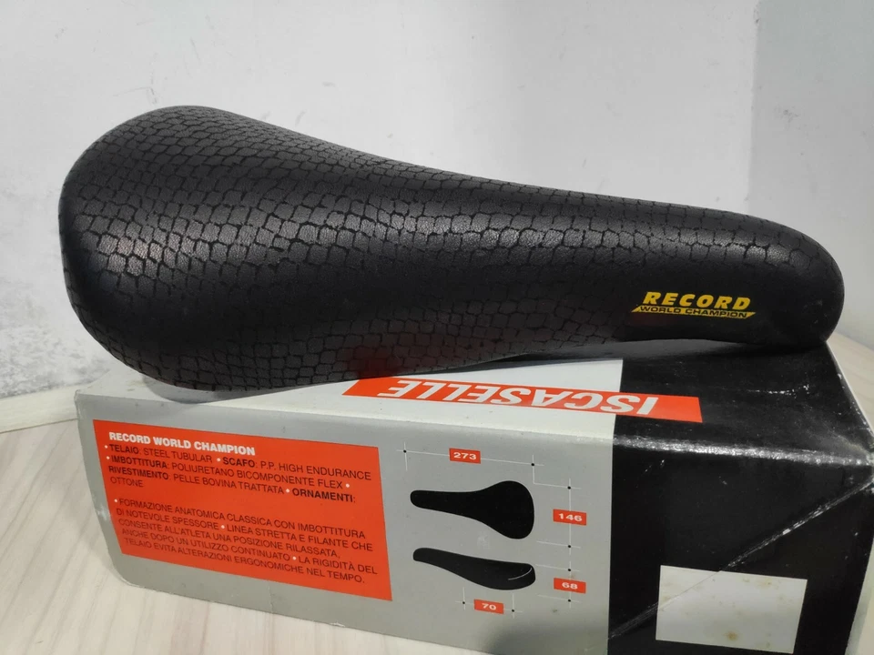 Selim de couro Iscaselle Record novo na caixa Eddy Merckx Columbus Campagnolo gravador - Imagem 2 de 4