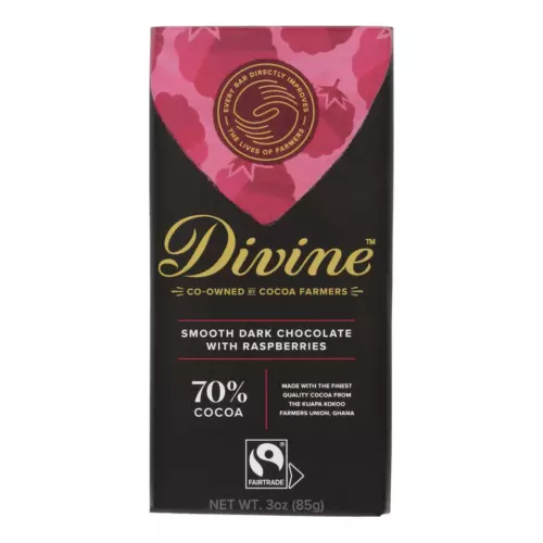Divine - Bar Dark Chocolate W/raspberry - Case of 12 - 3 OZ