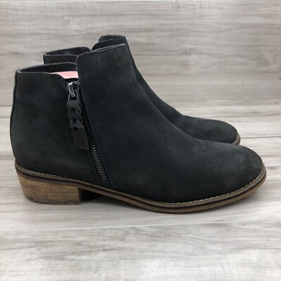 Blondo Ankle Boots Womens 9M Dark Gray Suede Waterproof Double Zip Booties