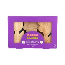 Mondo Llama Paint-Your-Own Wooden Flowers Kit Paint Brushes Included NEW