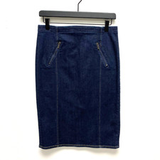Polo Ralph Lauren Womens Blue Denim Stretch Back Slit Straight Pencil Skirt 6
