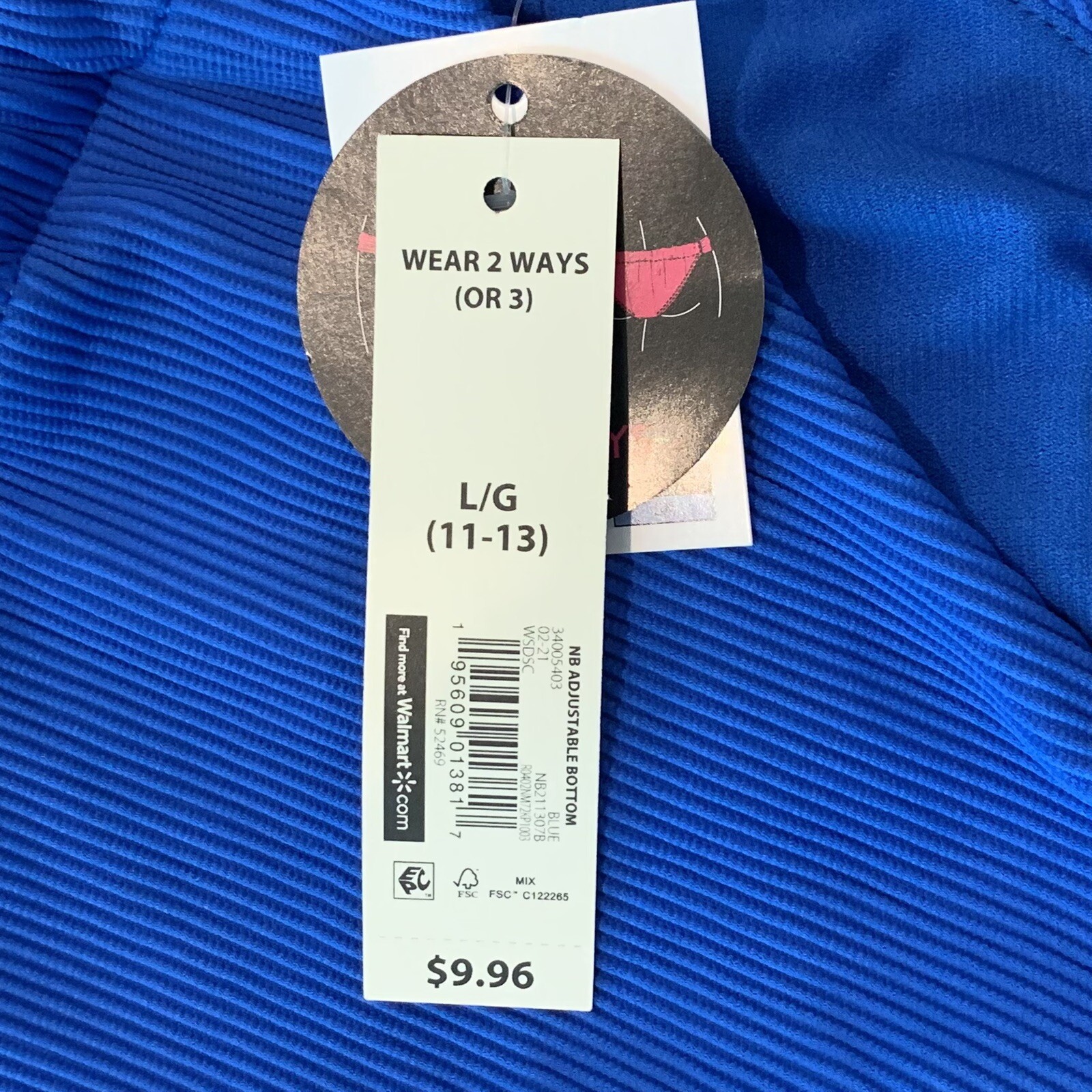 No Boundaries Juniors Raised Rib Bikini Bottom Swimsuit Large 11-13 New with Tag