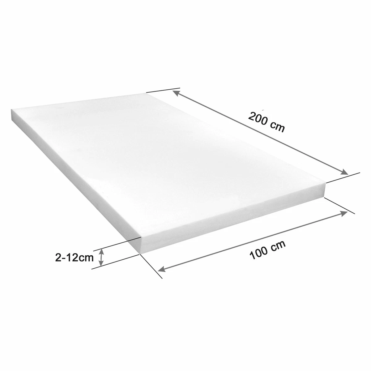 Materasso In Gommapiuma D.26 Rivestito PVC, Con Fondo Antiscivolo Cm.200x100x30h