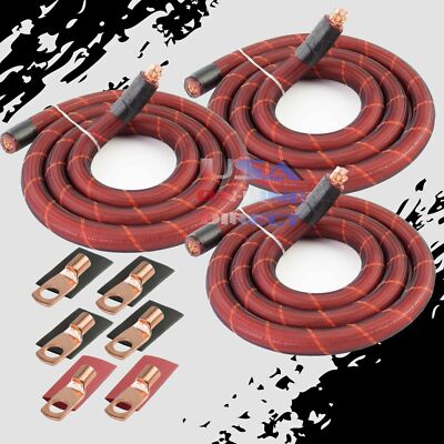 BIG 3 OFC Copper Cable 4 Gauge Hand Braided Sleeving Electrical Wire Kit Upgrade