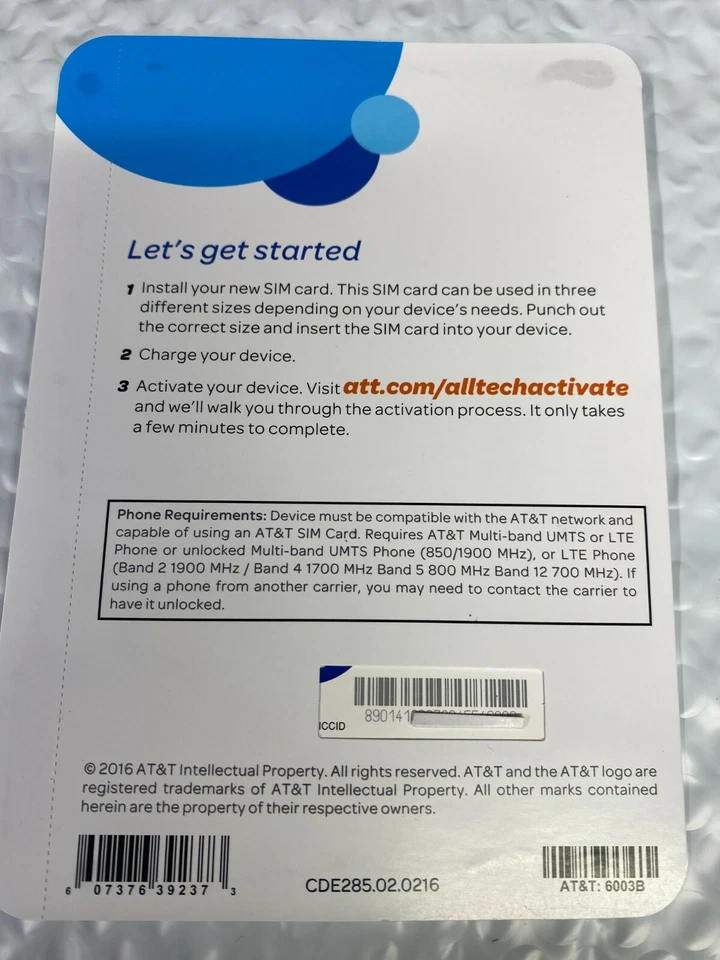 lot of 100 AT&T 5G Triple-cut Sim Card Activation Kit easy online activation!  - Image 4 of 4