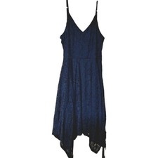 MeetJen Womens Medium Lace Fit & Flare Navy Blue Dress 