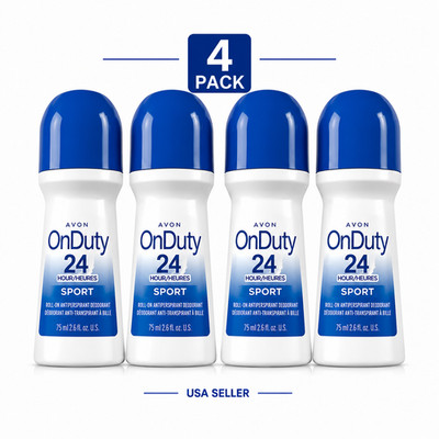 Avon On Duty 24 Hour Sport Roll-On Deodorant 2.6 oz Lot of 4 New Sealed