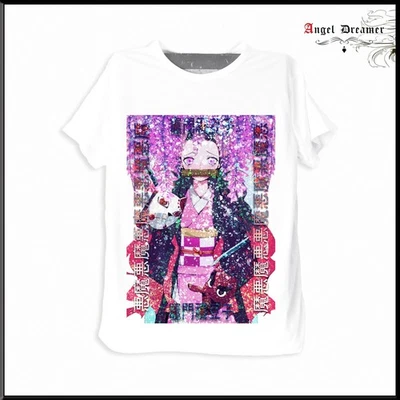 Tee-shirt manga animé japonais Demon Slayer Nezuko et sakura Art mixte et enfant - Photo 1/4