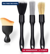 4 PCS Car Detailing Brush Set for Cleaning Interior or Exterior, Boars Bristle D