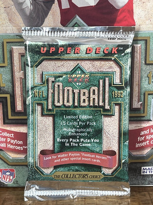 1992 UPPER DECK NFL Football (Series 1)    PACK 15 Cards W. Payton AUTO?? OVP 