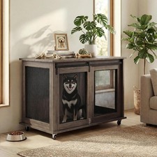 41" Grey Heavy Duty Wooden XL Dog Crate Furniture for Extra Large Dogs