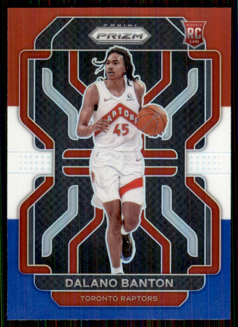 2021-22 Prizm Red White Blue #328 Dalano Banton RC Rookie Toronto Raptors