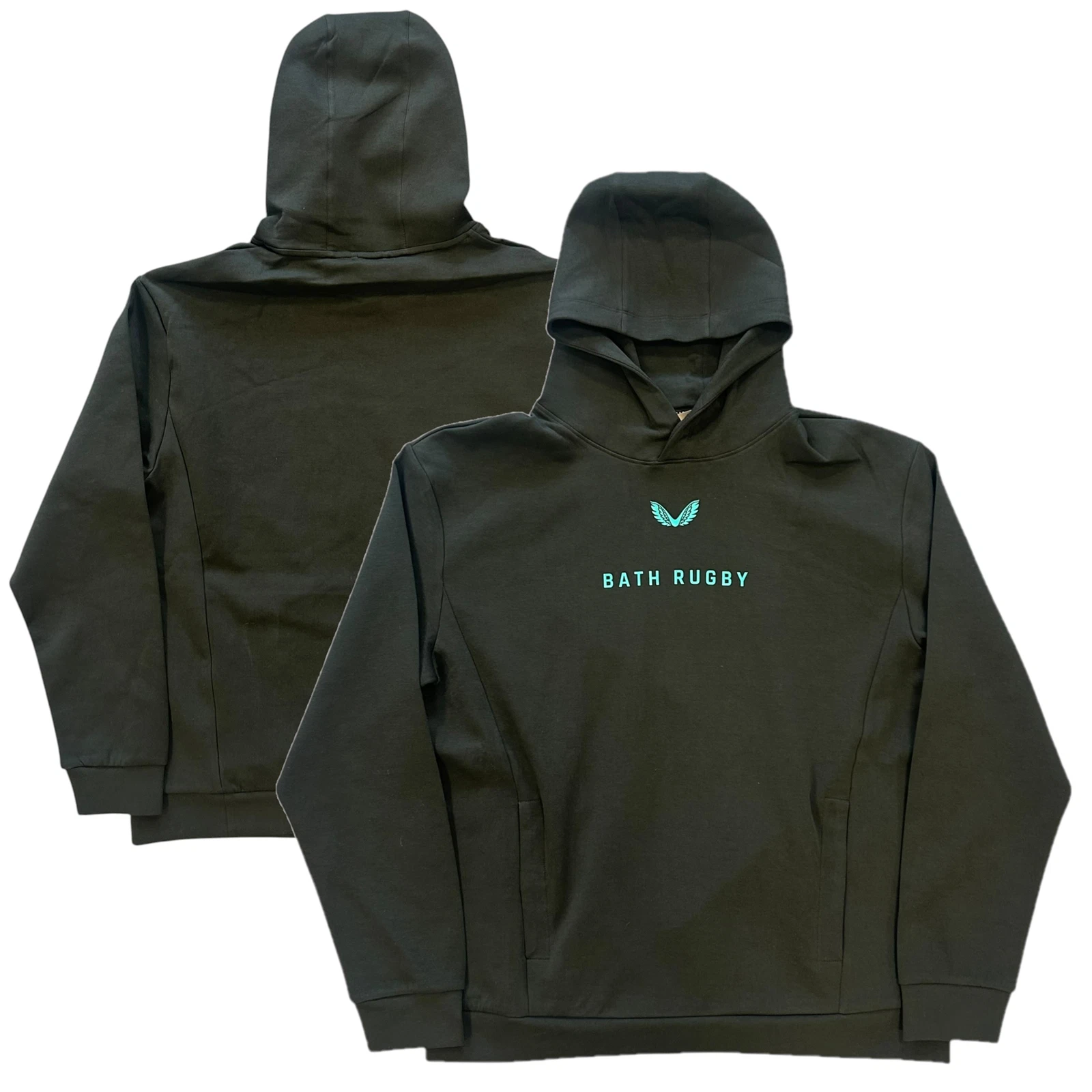 Bath Men's Rugby Hoodie Castore Black Travel Logo Top - New