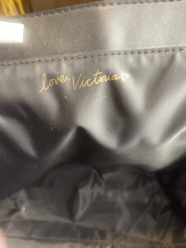 Victoria's Secret Large Tote Bag Red Canvas Black Trim Bronze Studs New 23" x 13 - Picture 7 of 9