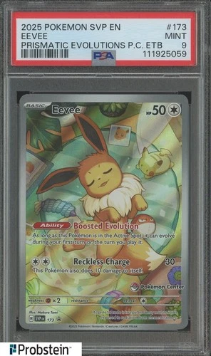 2025 Pokemon SVP EN Prismatic Evolutions Pokemon Center ETB #173 Eevee PSA 9