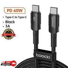 Type-C to Type-C Cable PD 60W Fast Charger Braided Long USB Lead LED For Samsung