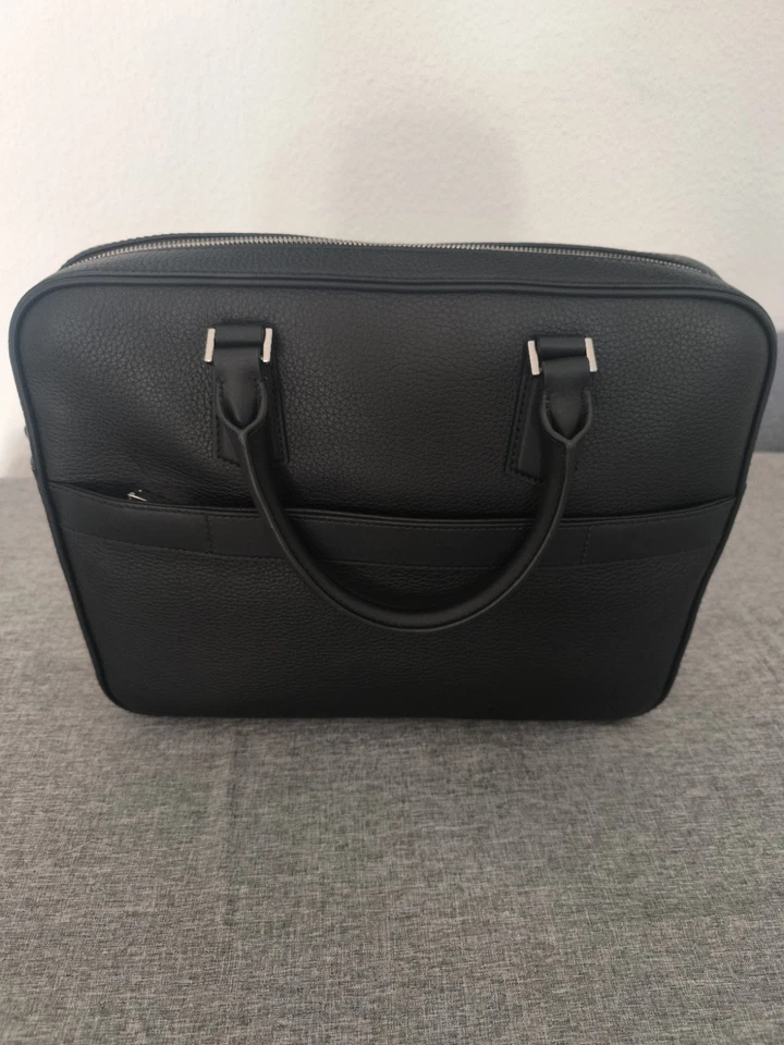 BOSS Herren New Crosstown S. Doc Aktentasche Aus Genarbtem Leder mit Prägung Neu - Bild 3 von 4