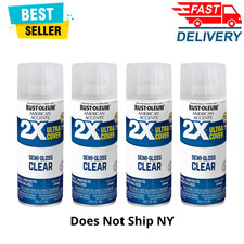 4 Pack Rust-Oleum American Accents 2X Ultra Cover Clear Semi-Gloss Spray Paint