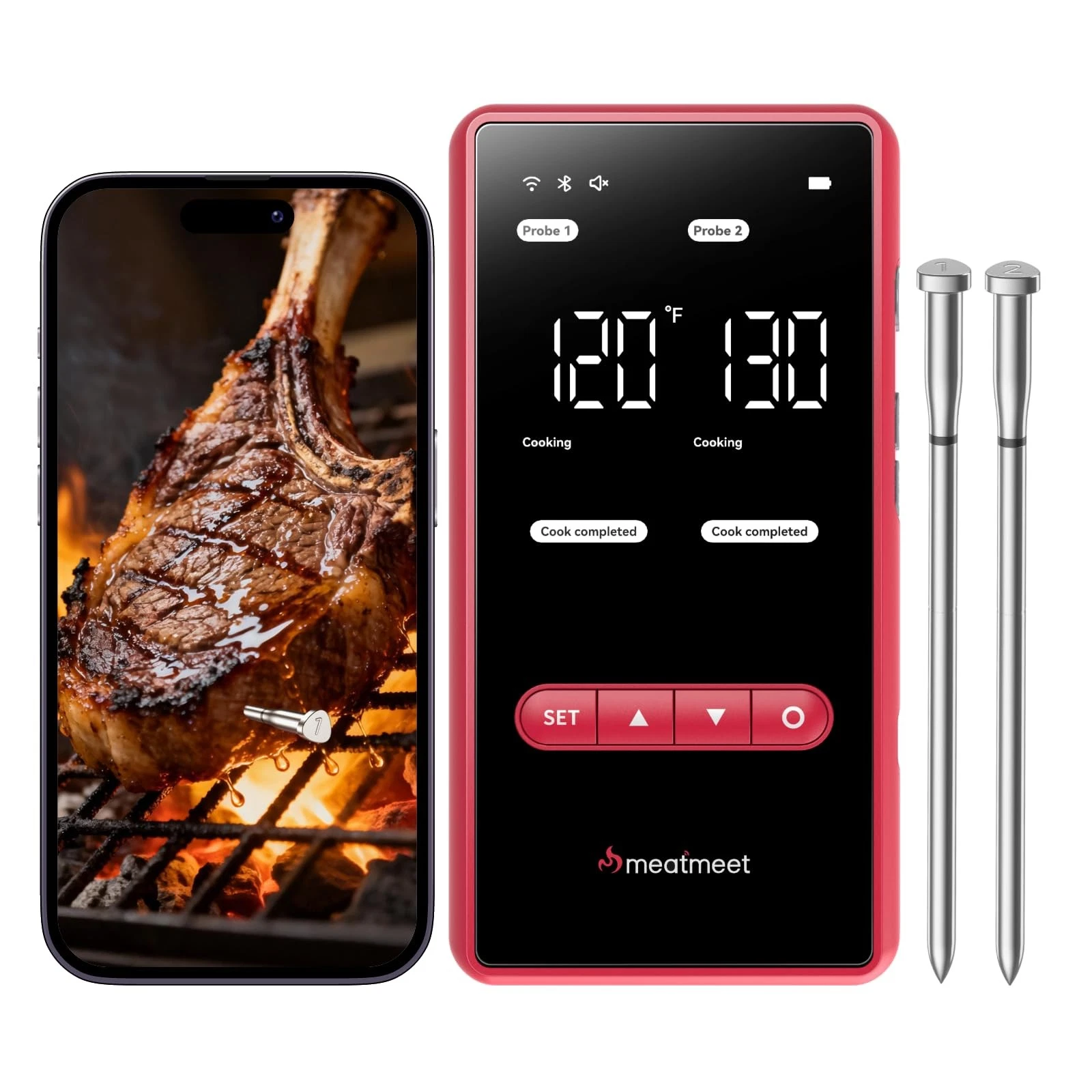 Meatmeet Wireless Bluetooth Meat Thermometer Digital, Standalone Base, WiFi U...
Opens in a new wind