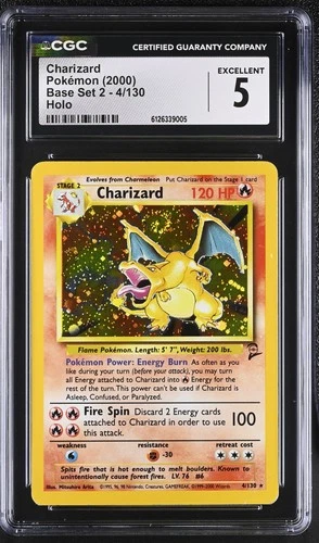 CGC 5 Charizard 4/130 Holo Swirl Base Set 2 Pokemon Card
