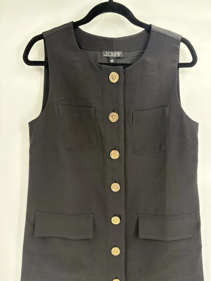 J.crew Button-front classic business preppy shift dress drapey crepe size small - Image 3 of 4