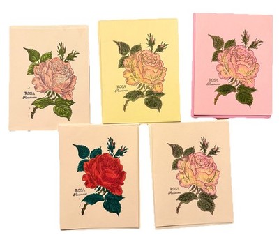 Handmade Rose Greeting Cards Lot of 5 w/ Envelopes D. Edge Scripture Verse