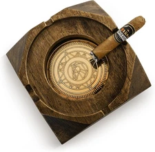 Wooden Cigar Ashtray Accessories for Cigarettes - Indoor Outdoor Patio Home Offi