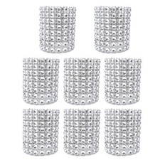 Honbay 50PCS Silver Imitation Diamond Rhinestone Napkin Rings Holder