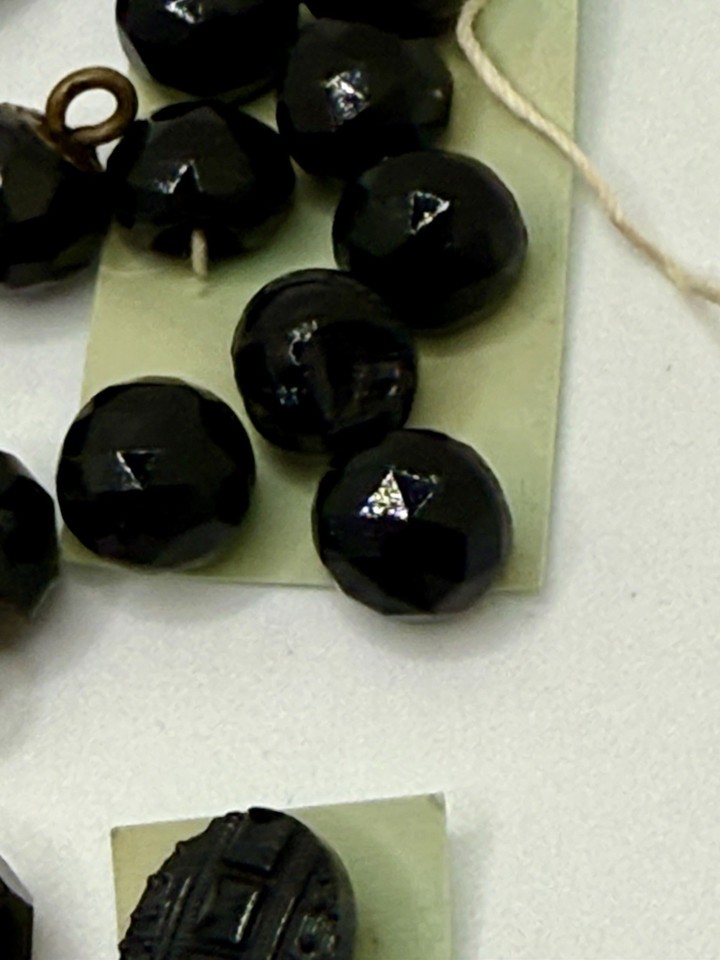Button Selection Box Lot 45 Antique Victorian Black Glass Buttons Faceted Picture 2 Box ...