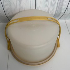 TUPPERWARE Tall Cake Carrier Pie Tray 4 Pcs 1256-5 Harvest Gold Vintage