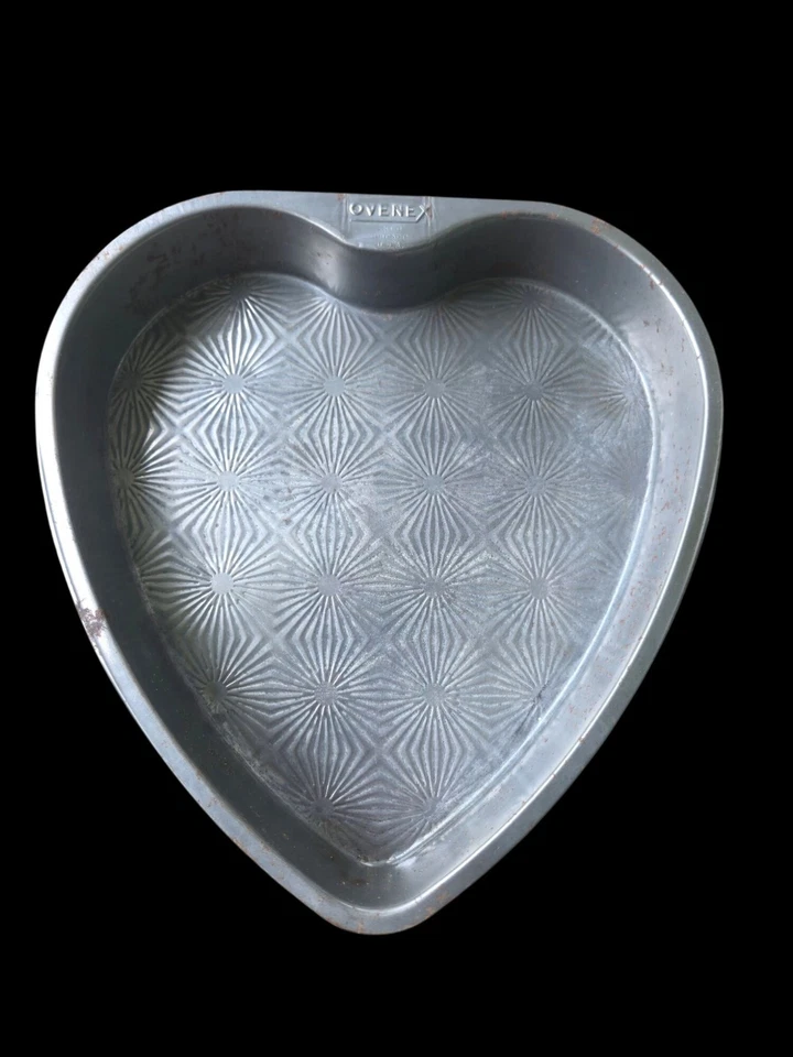 Vintage 1937 Ovenex Muffinform & herzförmige Kuchenform Set Starburst Sammlerstück - Bild 4 von 4