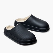 Cloud Slides - Men's Cozy Fur-Lined Clogs - Black
