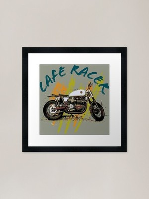 Cafe Racer Streetbike. Biker Rahmen gerahmtes Wandbild Poster Leinwanddruck Bild