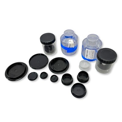 LOT of 14 Zeiss Microscope Eyepiece Protective Caps & Storage Cases Set