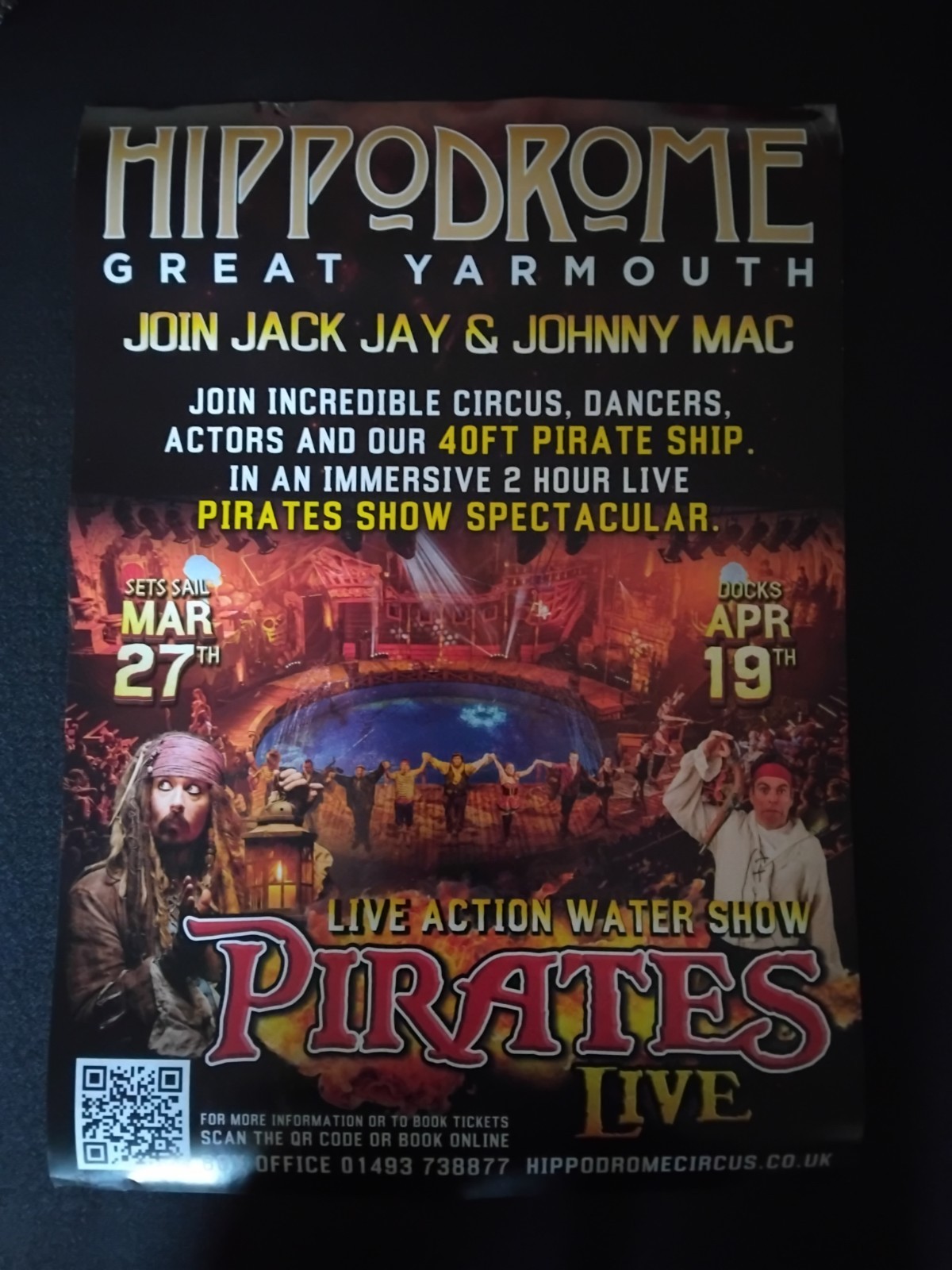 2026 Great Yarmouth Hippodrome Circus Pirates Live A2 Poster Affiche Plakat