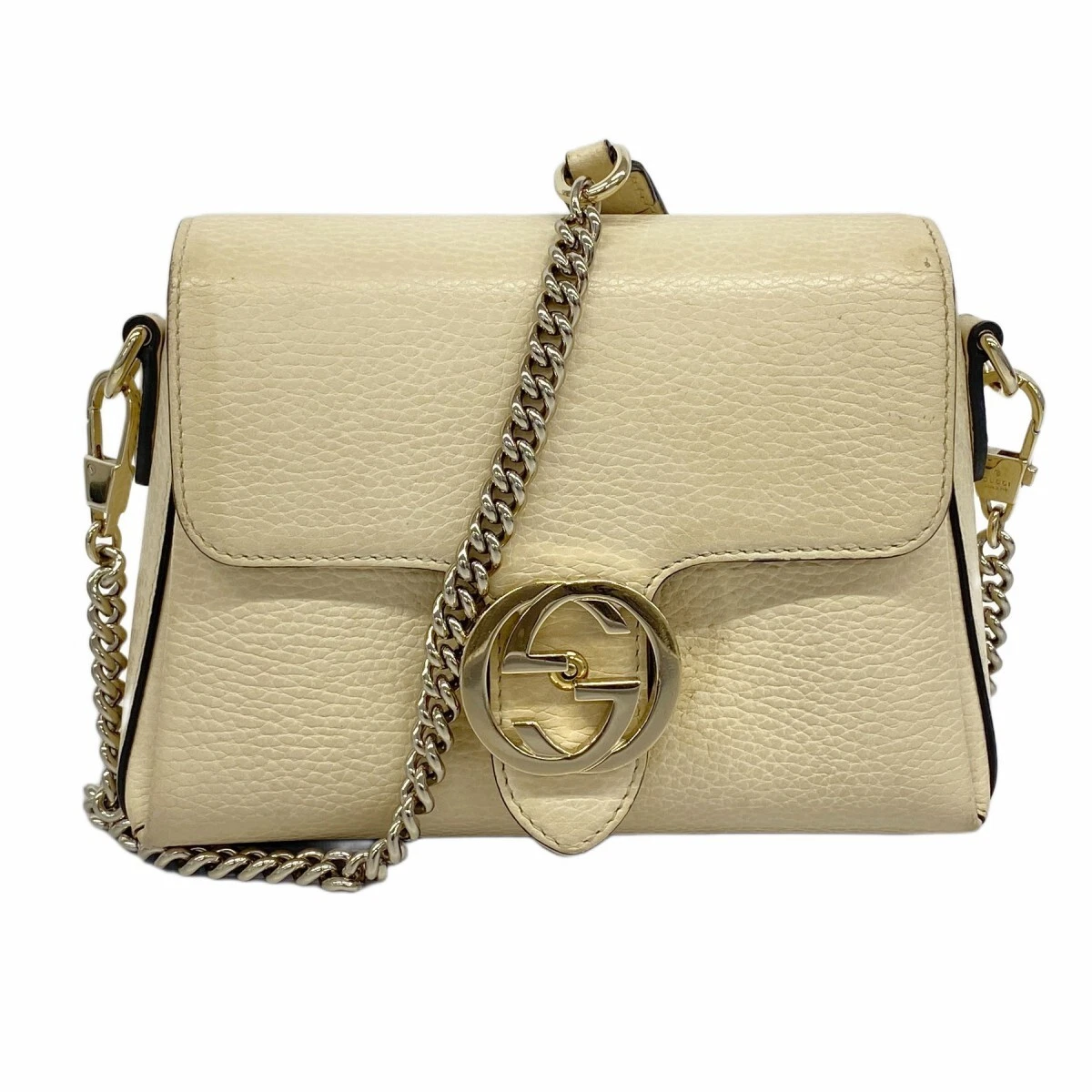 Sac bandoulière GUCCI imbriqué G 607720 cuir champagne or quincaillerie 550392