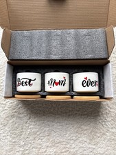 Best Mom Ever Mothers Day Gift Succulent Planter Pots Ceramic White Bamboo Lid