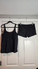Black Tankini Top And Shorts Set XL