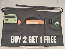 Half Bib 3 Pocket Waitress Apron Waist Aprons for Home  Kitchen Server