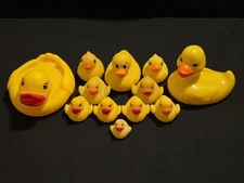Set of 12 Yellow Ducks, Multi Size, Greenbrier International, Slight Damage