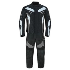 Motorcycle Motorbike Riding Suit Cordura Textile Jacket and Trousers Grey