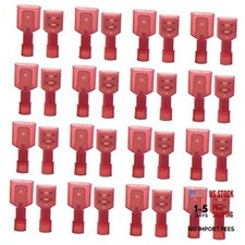 100-Pieces Nylon Fully Insulated Male/Female Spade Wire Crimp Red